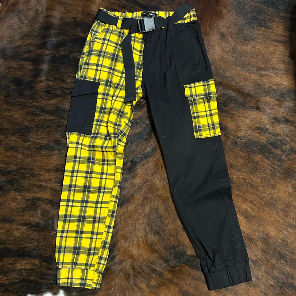 Almost Famous Yellow and Black Cargo Pants